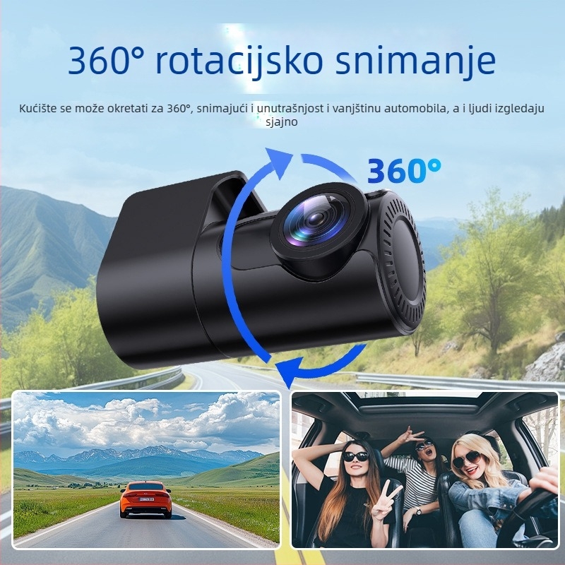 Skrivni automobil DVR s 1080p, 140° kut, Wi‑Fi povezanost, petlja snimanja
