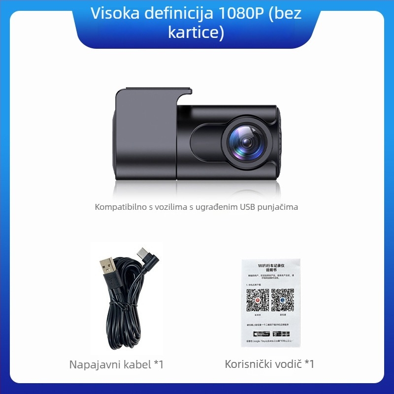 Skrivni automobil DVR s 1080p, 140° kut, Wi‑Fi povezanost, petlja snimanja