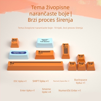 Set od 10 PBT tipki za mehaničku tipkovnicu, sublimacija, personalizirana tema Whale Dream Mountain Light Boat, otporne na klizanje i habanje