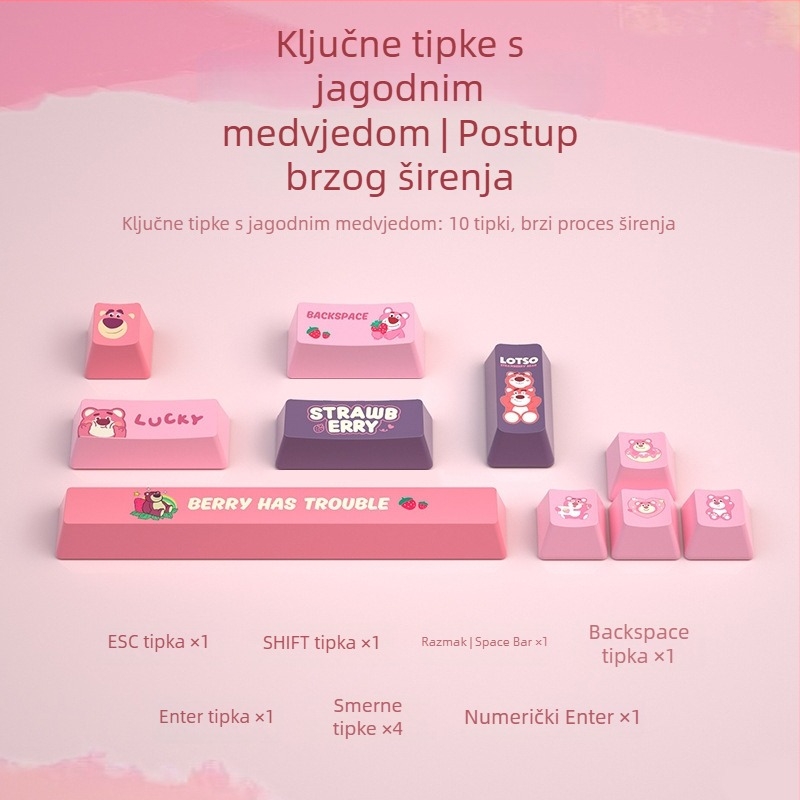 Set od 10 PBT tipki za mehaničku tipkovnicu, sublimacija, personalizirana tema Whale Dream Mountain Light Boat, otporne na klizanje i habanje