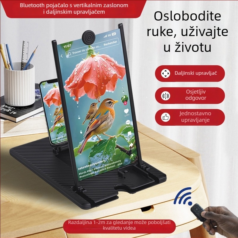 Stalak za pojačanje zaslona za mobitel s daljinskim upravljačem, ABS materijal, jednostavan dizajn, podrška prilagodbi