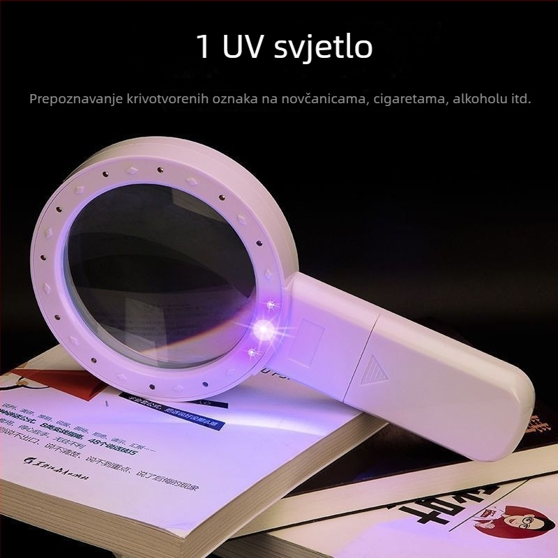Ručni povećalo s LED svjetlom, 90x povećanje, za čitanje maraka i nakita, pregled mapa na pametnom telefonu.