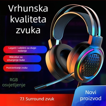 Wolf Hunter H500 gaming slušalice s RGB osvjetljenjem 7.1, USB spoj, 3,5 mm priključak, mikrofon, frekvencijski opseg 20–20000 Hz