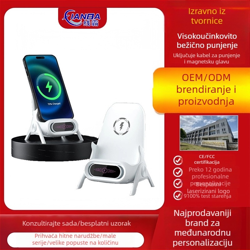 Bežični punjač za telefon s desktop držačem, QC 3.0, magnetsko punjenje, 15W