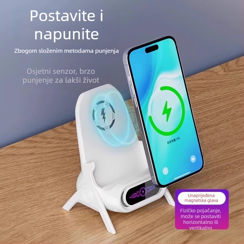 Bežični punjač za telefon s desktop držačem, QC 3.0, magnetsko punjenje, 15W