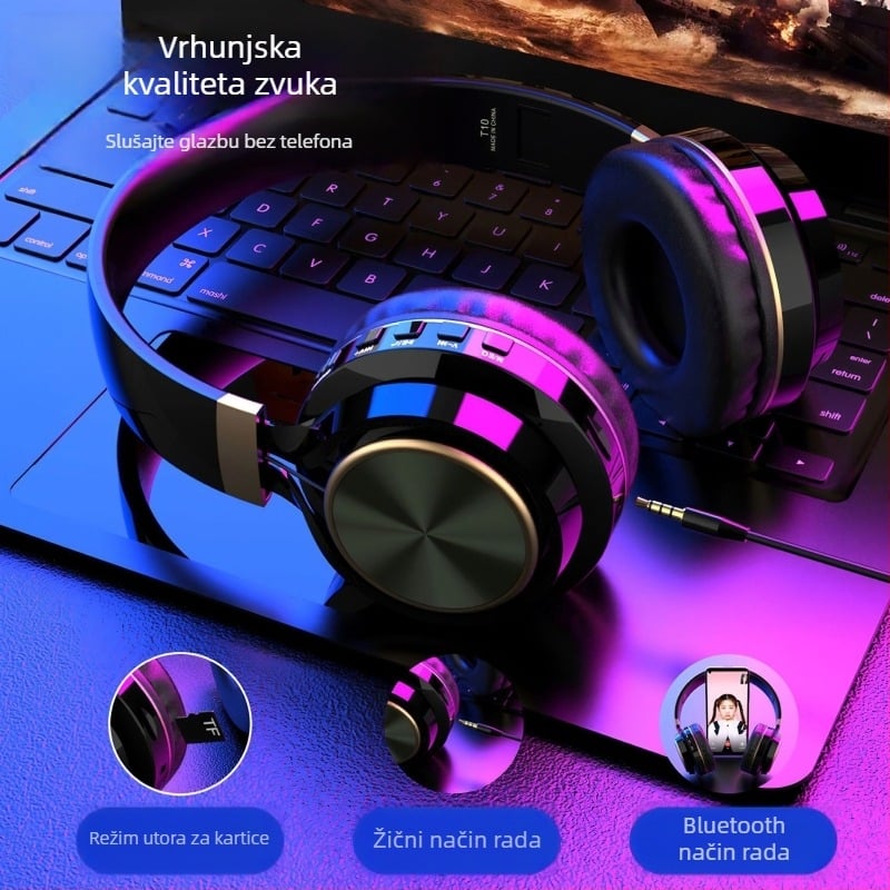 Bežične Bluetooth slušalice za sport – Stereo slušalice za nošenje na glavi, domet 10 m, Bluetooth 5.0, trajanje baterije 4–8 sati, IPX3 otpornost na vodu