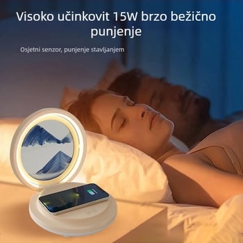 Bežično punjenje stolna lampa s pijeskovim satu, sklopivi Bluetooth zvučnik, RGB rasvjeta, 15W max izlaz, 3A