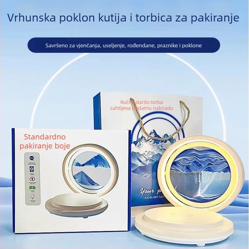Bežično punjenje stolna lampa s pijeskovim satu, sklopivi Bluetooth zvučnik, RGB rasvjeta, 15W max izlaz, 3A