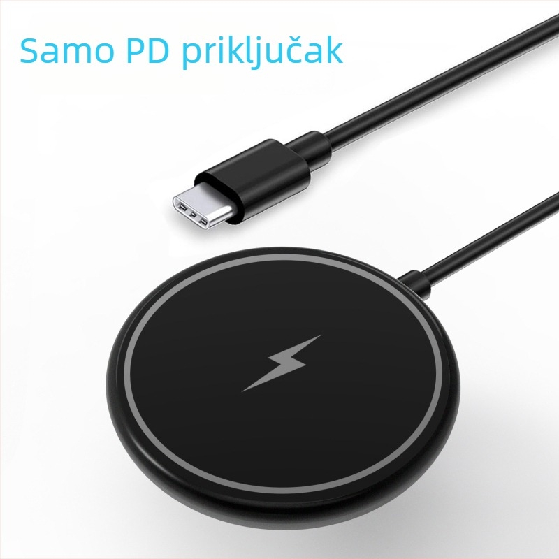 Magnetični bežični kabel za punjenje za mobitele, PD/USB sučelje, QC3.0 brzo punjenje, 15W maksimalno