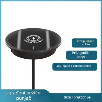 Ugrađeni magnetski bežični punjač za stolni radni prostor, drveni uzorak završna obrada, QC3.0, 15W, 2A