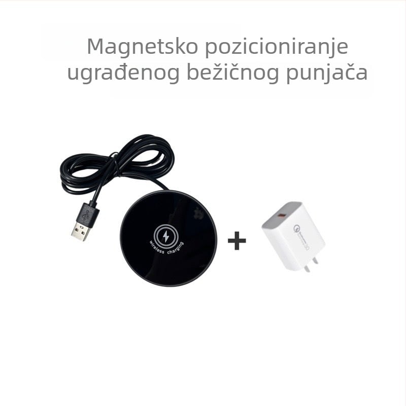Ugrađeni magnetski bežični punjač za stolni radni prostor, drveni uzorak završna obrada, QC3.0, 15W, 2A