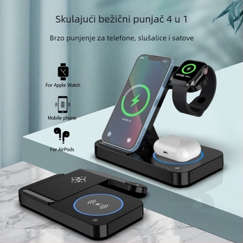4-in-1 sklopivi bežični punjač za Apple uređaje, QC3.0, izlaz 15W, ukupna snaga 20W, bez magnetskog punjenja