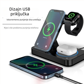 4-in-1 sklopivi bežični punjač za Apple uređaje, QC3.0, izlaz 15W, ukupna snaga 20W, bez magnetskog punjenja