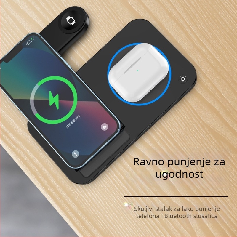 4-in-1 sklopivi bežični punjač za Apple uređaje, QC3.0, izlaz 15W, ukupna snaga 20W, bez magnetskog punjenja