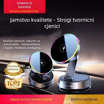 MagSafe auto punjač - 15W brzo bežično magnetsko punjenje s LED-om, izlaz 2A, QC 3.0, sklopivi dizajn