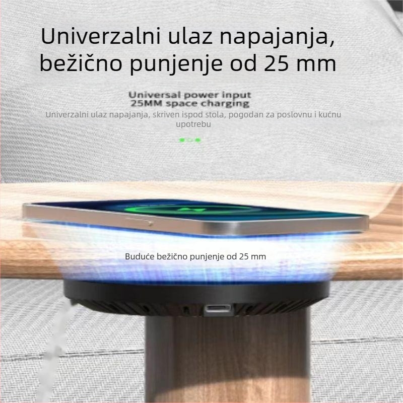 Kružni skriveni bežični punjač za mobilne telefone, QC3.0, 10W izlaz, 1.67A, CE/FCC/ROHS certificirano