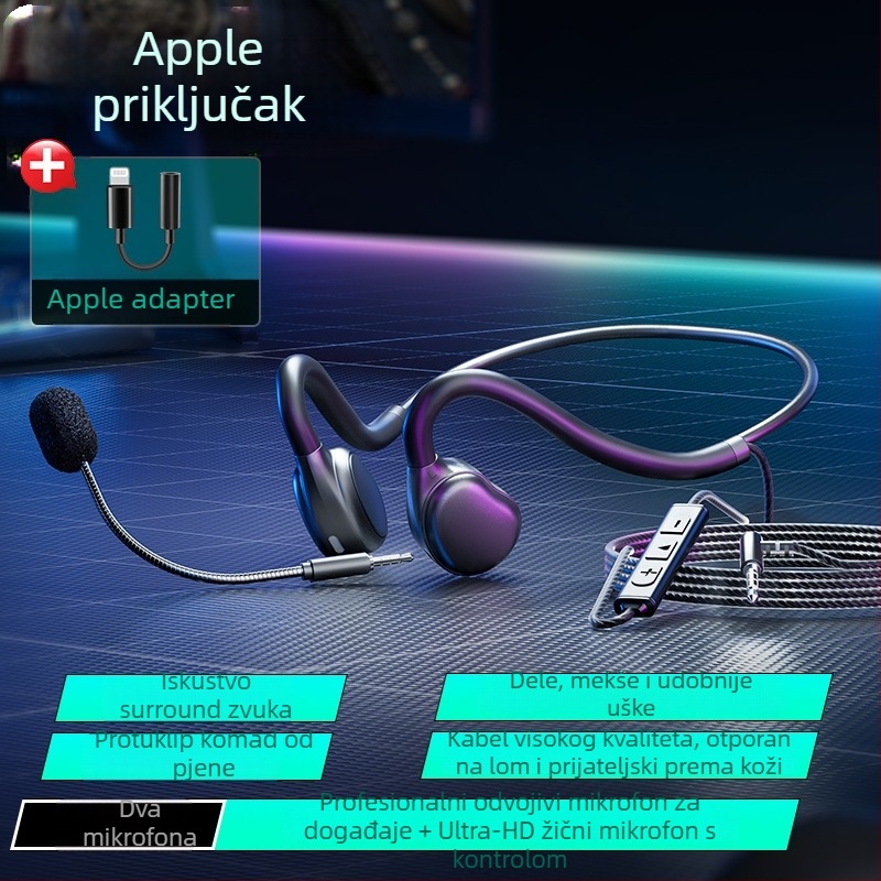 Žični headset za livestream s mikrofonom s redukcijom buke, za PC/Desktop/Laptop, 3,5 mm priključak, kabel 2 m, sve-u-jednom