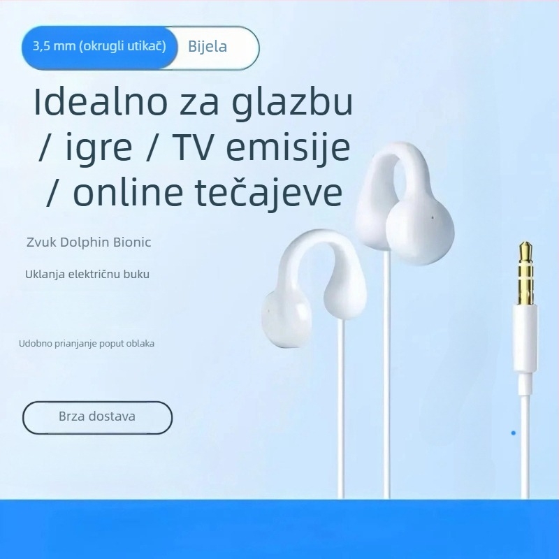 Žične gaming slušalice s L-kutnim utikačem (nosenje: ušni umetci, bez mikrofona, stražnje montiranje, minimalistički stil)