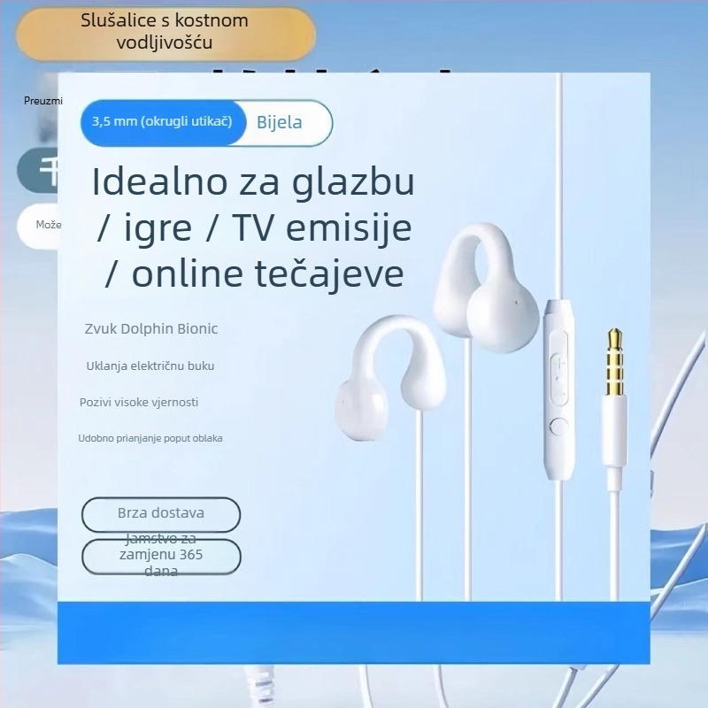 Žične gaming slušalice s L-kutnim utikačem (nosenje: ušni umetci, bez mikrofona, stražnje montiranje, minimalistički stil)