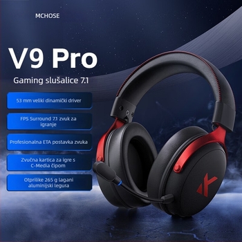 Esports bežične gaming slušalice V9 – 53mm driveri, 20–20k Hz, Bluetooth/2.4G/Wired, 3,5mm priključak, ugrađen mikrofon