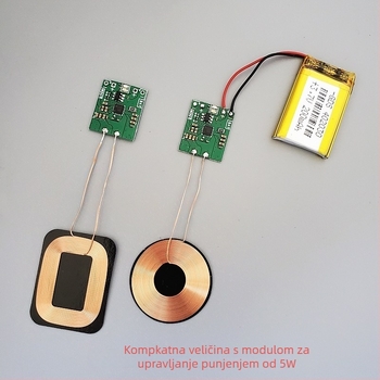 Bežični prijemnik za punjenje litijske baterije, Qi modul 5W HL-JS5W, ulaz 5V, izlaz 1A, CE certifikat