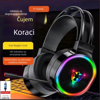 USB gaming slušalice s 7.1-kanalnim zvukom, Type-C kabelom, na glavi, retro stil, bez mikrofona