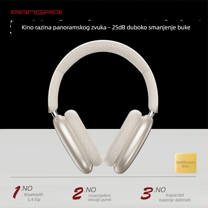 P859 Bluetooth slušalice s aktivnim uklanjanjem šumova, bežične, 40 mm zvučnice, 400mAh baterija, raspon frekvencija 20–20 kHz