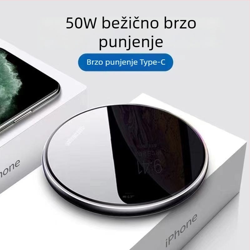 50W Qi bežični punjač brzog punjenja, kompatibilan s Apple, Samsung, Huawei, Xiaomi, OPPO
