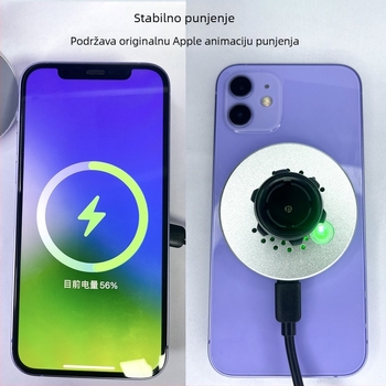 MagSafe magnetski bežični punjač za auto s držačem za telefon - 15W brzo punjenje, QC3.0, Qi-kompatibilno, za iPhone i Android
