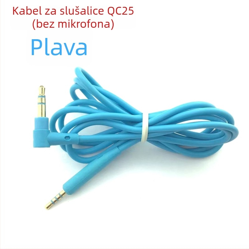 Kabel za slušalice s ugrađenim mikrofonom za Bose QC25/QC15/QC3, 3,5 mm L-usmjereni utikač, duljina 1,5 m, impedancija 32 Ω, frekvencijski odziv 20–20000 Hz