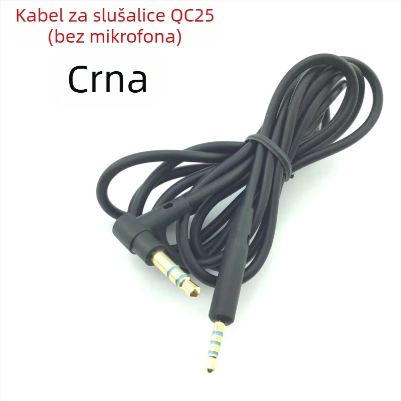 Kabel za slušalice s ugrađenim mikrofonom za Bose QC25/QC15/QC3, 3,5 mm L-usmjereni utikač, duljina 1,5 m, impedancija 32 Ω, frekvencijski odziv 20–20000 Hz