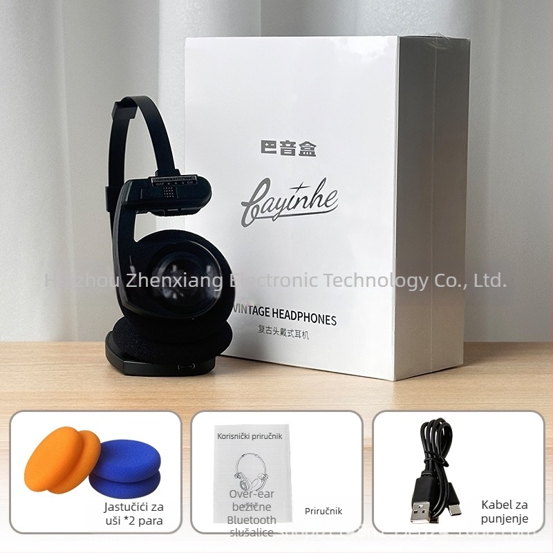 Bežične Bluetooth slušalice za glavu, sklopive, kompaktne za pozive i fotografiranje; američki retro dizajn, stereo, lagane, trajanje baterije preko 8 sati, Bluetooth 5.0, plastika i aluminijska legura.