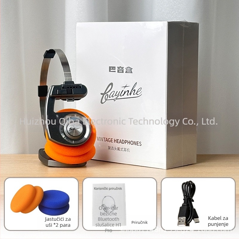Bežične Bluetooth slušalice za glavu, sklopive, kompaktne za pozive i fotografiranje; američki retro dizajn, stereo, lagane, trajanje baterije preko 8 sati, Bluetooth 5.0, plastika i aluminijska legura.