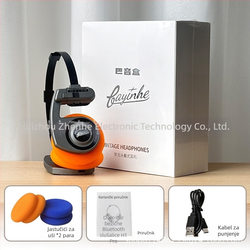 Bežične Bluetooth slušalice za glavu, sklopive, kompaktne za pozive i fotografiranje; američki retro dizajn, stereo, lagane, trajanje baterije preko 8 sati, Bluetooth 5.0, plastika i aluminijska legura.