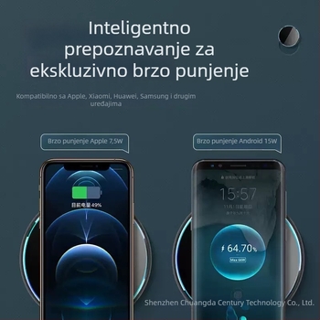 15W bežični stolni punjač s PD brzim punjenjem, izlaz 9V/1.67A, FCC certificiran