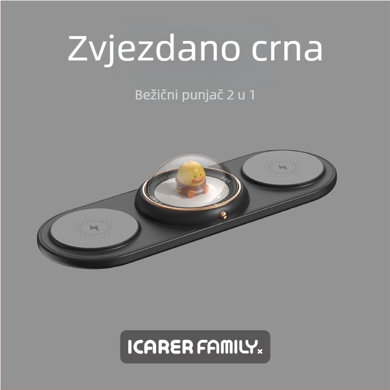 Qi 5W bežični punjač s crtić dizajnom, 2-u-1, PD, za Apple i Huawei telefone i slušalice