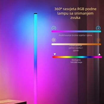 LED stojna lampa s RGB ambijentalnim osvjetljenjem, daljinsko upravljanje, nordijski stil, akrilno tijelo, PVC sjenilo