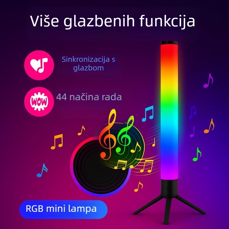 LED stojna lampa s RGB ambijentalnim osvjetljenjem, daljinsko upravljanje, nordijski stil, akrilno tijelo, PVC sjenilo