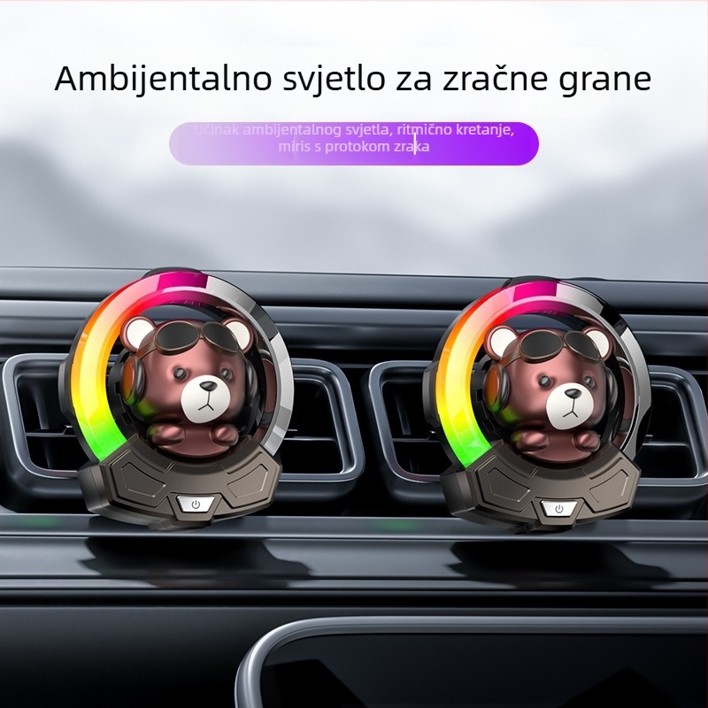 Carlox auto parfemski difuzor s klipom za izlaz zraka i ambijentalnim svjetlom – cvjetni miris, Ambergris; 10–20 ml; isparavanje 61–90 dana; rok trajanja 5 godina