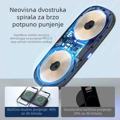 Qi bežični punjač za mobilne telefone, 15W max, brzo punjenje, lagan i prenosiv za stol ili noćni ormarić