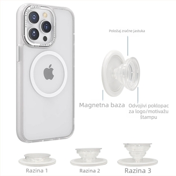 MagSafe magnetski držač za telefon s teleskopskom ručkom, matno prozirni završni sloj, tijelo od PC-a, kompatibilan s Apple uređajima i magnetnim telefonom