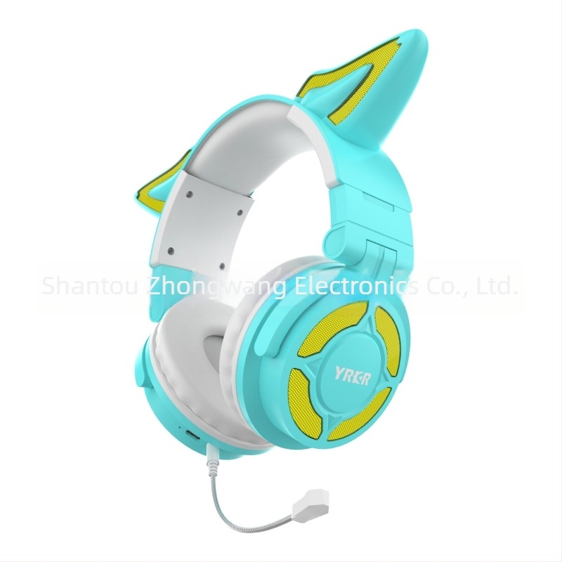 Bežične gaming slušalice s lisicama na ušima, preko glave, Bluetooth 5.3, domet 10 m, niska latencija za Esports, trajanje baterije >8 h, IPX3 vodootpornost