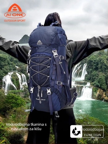 Ai King 50L vodootporna planinarska torba za outdoor aktivnosti, unisex, najlon, podstava poliester, šaren uzorak pruga, remeni s zračnim jastučićem
