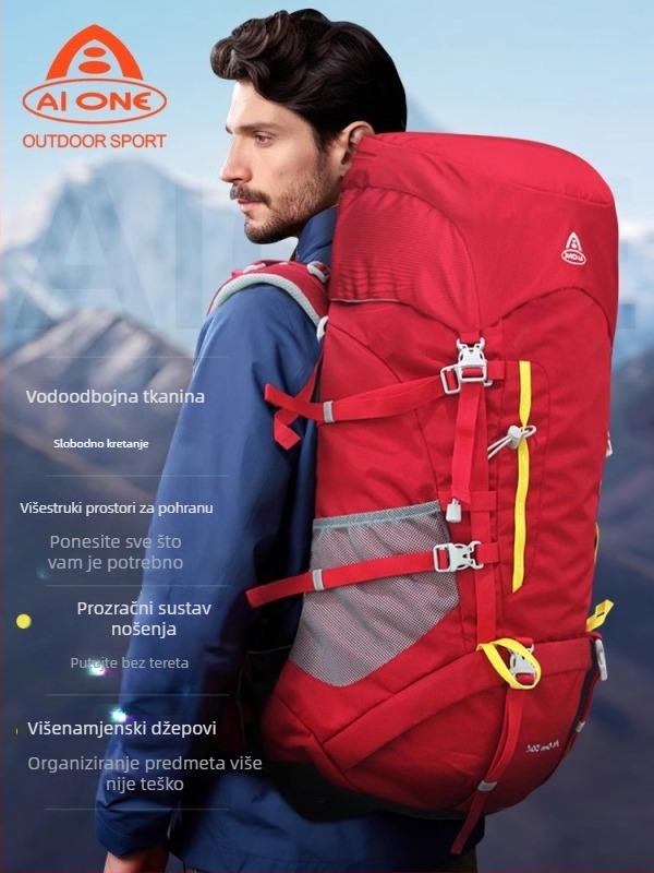 Ai King 50L vodootporna planinarska torba za outdoor aktivnosti, unisex, najlon, podstava poliester, šaren uzorak pruga, remeni s zračnim jastučićem