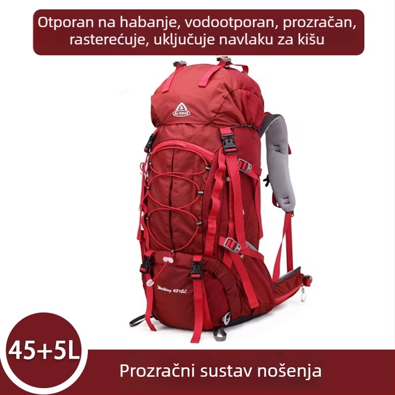 Ai King 50L vodootporna planinarska torba za outdoor aktivnosti, unisex, najlon, podstava poliester, šaren uzorak pruga, remeni s zračnim jastučićem