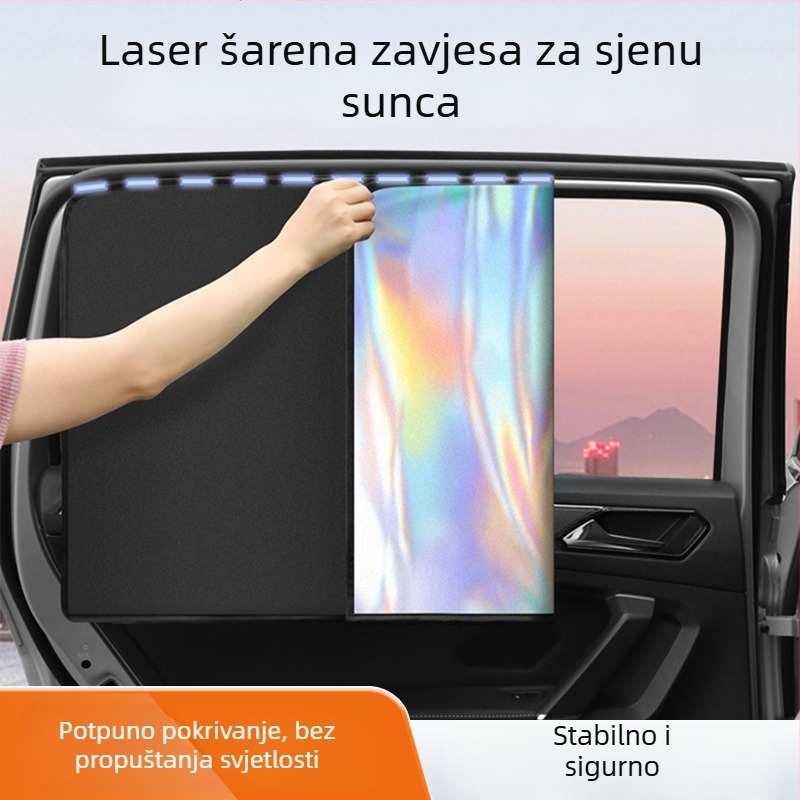 Bočna sjenila za automobil s magnetskim držanjem, lasersko premazano titanijsko površina + blackout tkanina, univerzalna kompatibilnost, prilagodba, ispis logotipa
