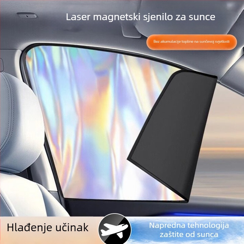 Bočna sjenila za automobil s magnetskim držanjem, lasersko premazano titanijsko površina + blackout tkanina, univerzalna kompatibilnost, prilagodba, ispis logotipa