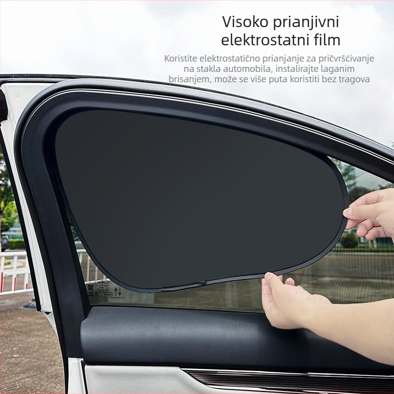 Automobilska sjenila za prozor s elektrostatčkim adhezivnim pričvršćivanjem za privatnost i toplinsku izolaciju, viseća, gusta neprozirna vrsta
