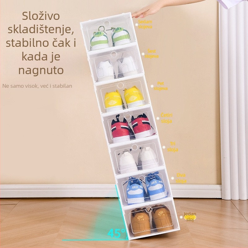 Prozirni organizator za cipele s preklopnim poklopom, plastični kućni organizator, otporan na prašinu i vlagu