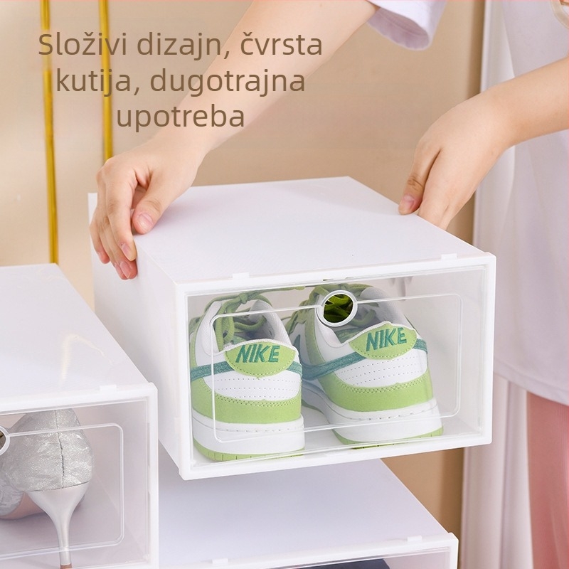 Prozirni organizator za cipele s preklopnim poklopom, plastični kućni organizator, otporan na prašinu i vlagu